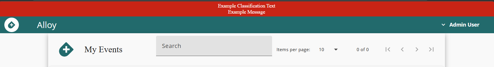 Example classification banner with an example message