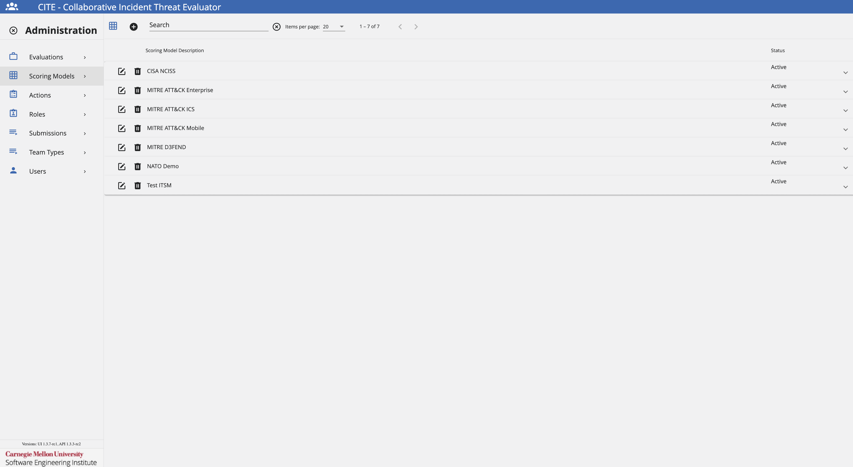 Scoring Models Admin OE