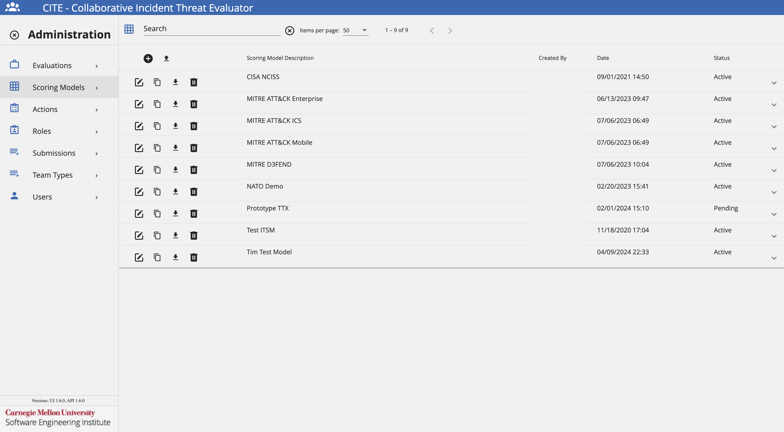 Scoring Models Admin OE