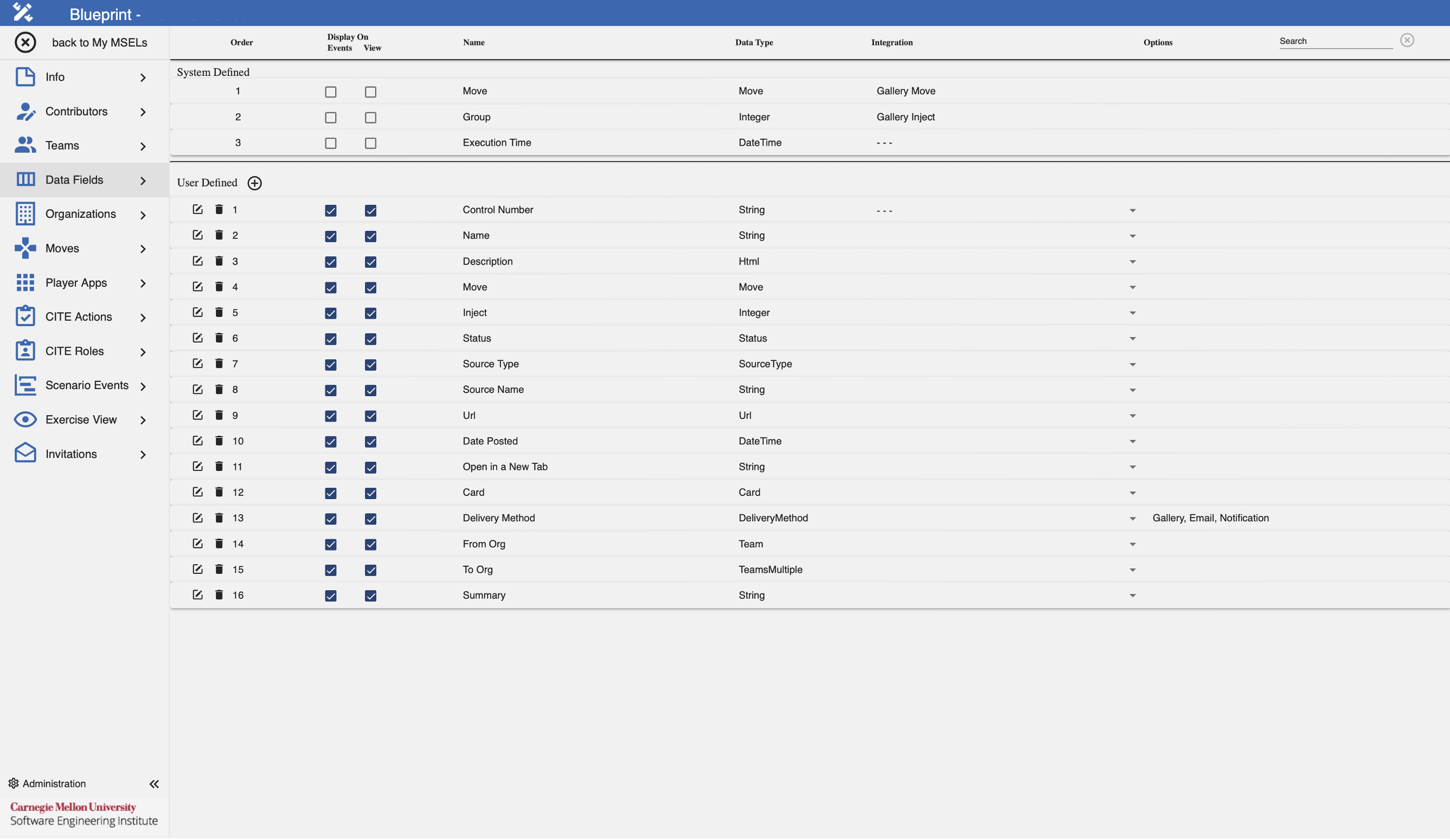 Blueprint Data Fields Tab OE