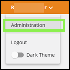 The Administration dropdown in the top right-corner
