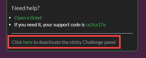 Disable Sticky Challenge Panel