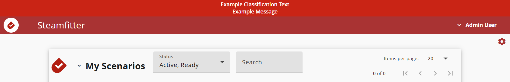 Example classification banner with an example message